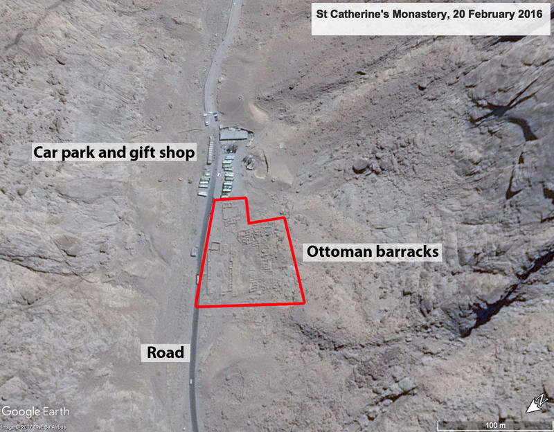 Figure 5 Google Earth imagery of Ottoman barracks near St Catherine’s Monastery, 20 February 2016 Figure 5 Google Earth imagery of Ottoman barracks near St Catherine’s Monastery, 20 February 2016