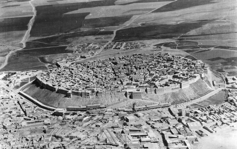 An aerial view of Erbil (Iraq) taken by a member of 55 Squadron RAF in the 1930s
